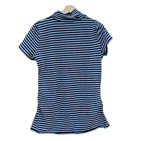 KENNETH Cole Striped grey and black short sleeve blouse women's size large - Picture 2 of 4